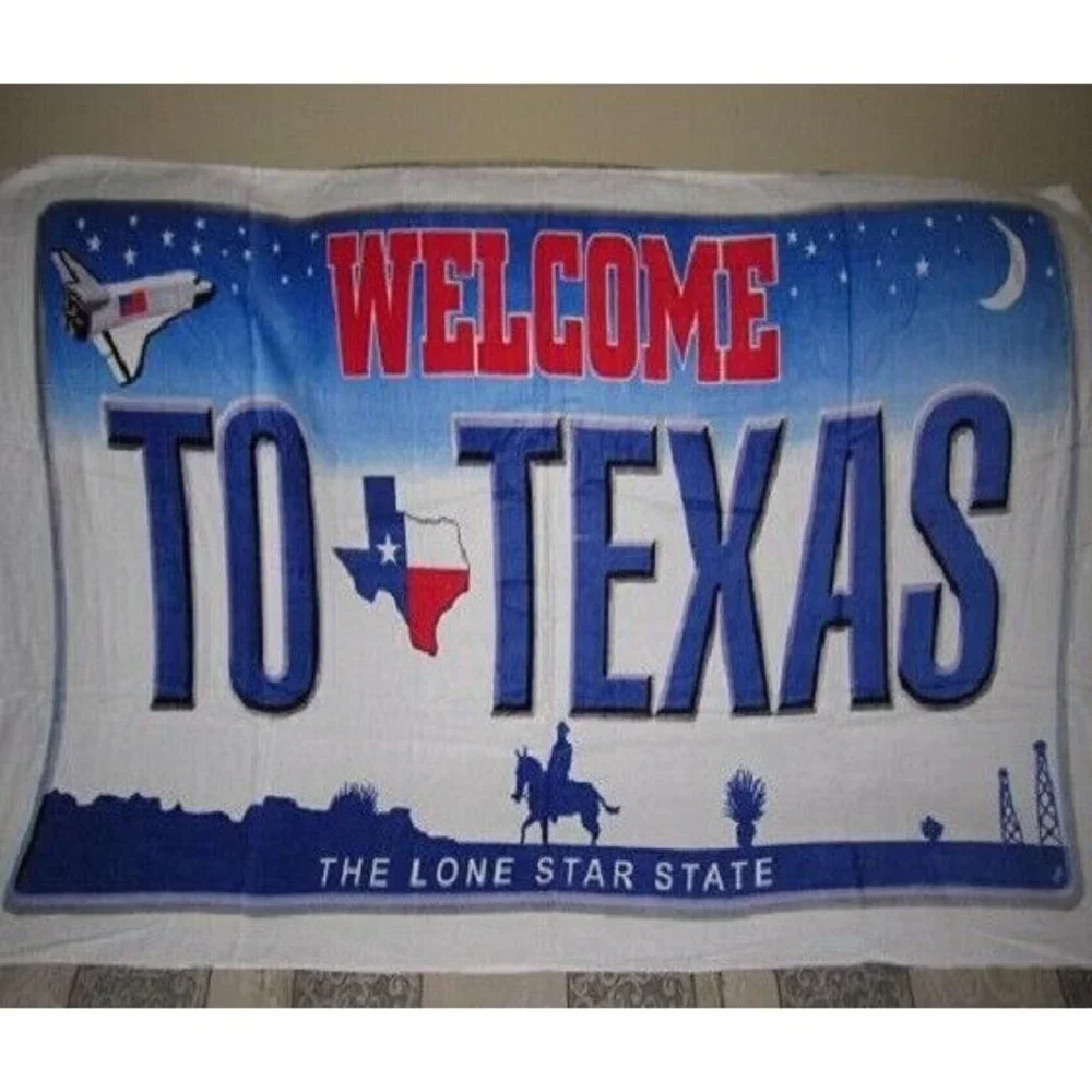 New Welcome to Texas State License Plate Bath Beach Pool Cotton Towel Texan Gift